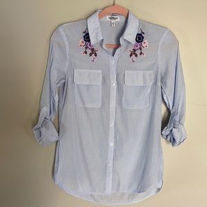 Express Embroidered Striped City Shirt - XS